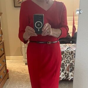 Jones New York Red Stretch Midi Dress – Size 10